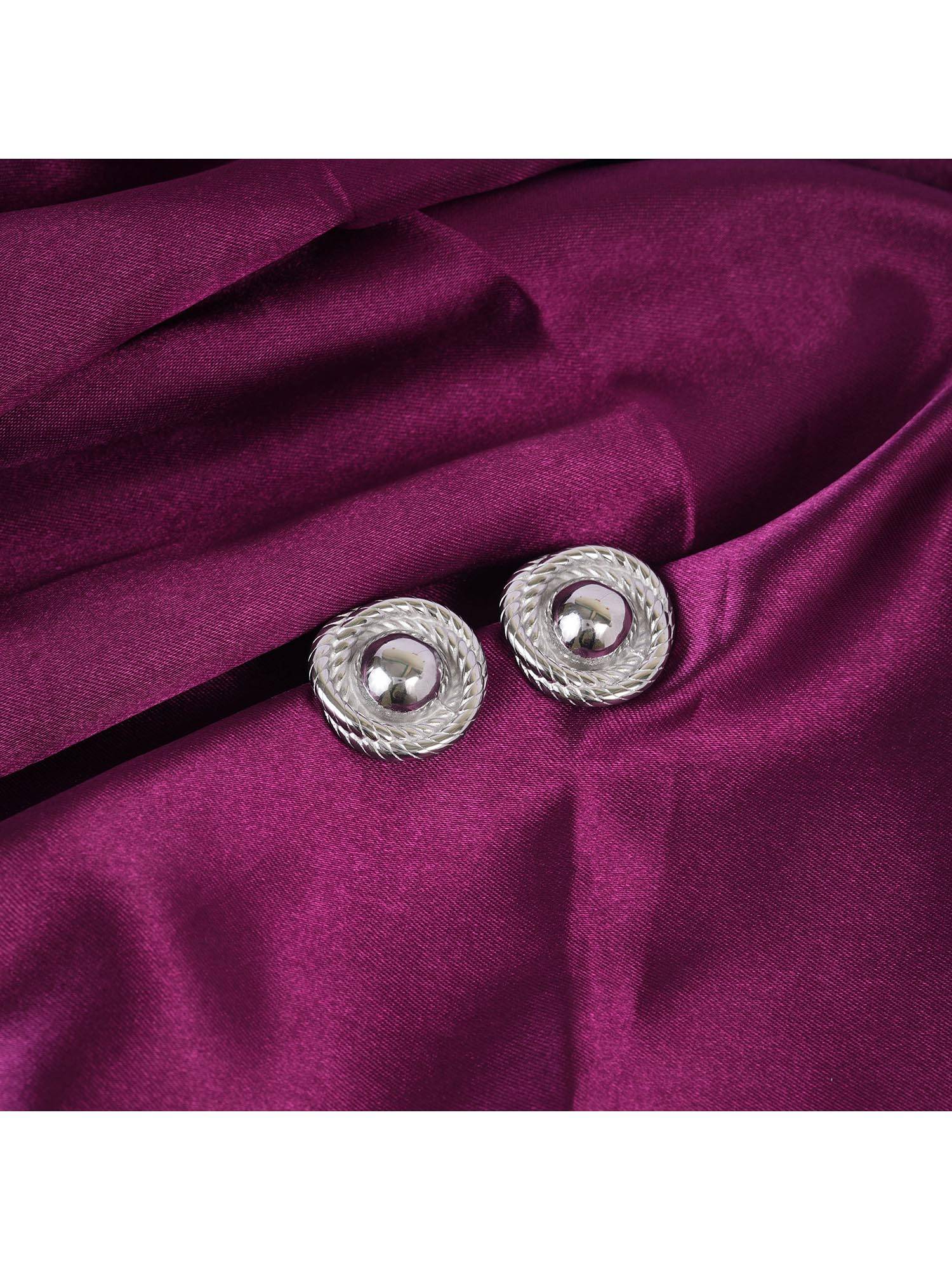 NAITRA Silver Stainless Steel 18K Gold Plated Statement Pair Of Earrings