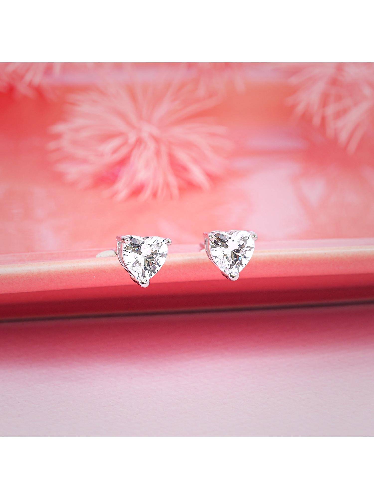 NAITRA White Rhodium Plated Sterling Silver Pair Of Earrings