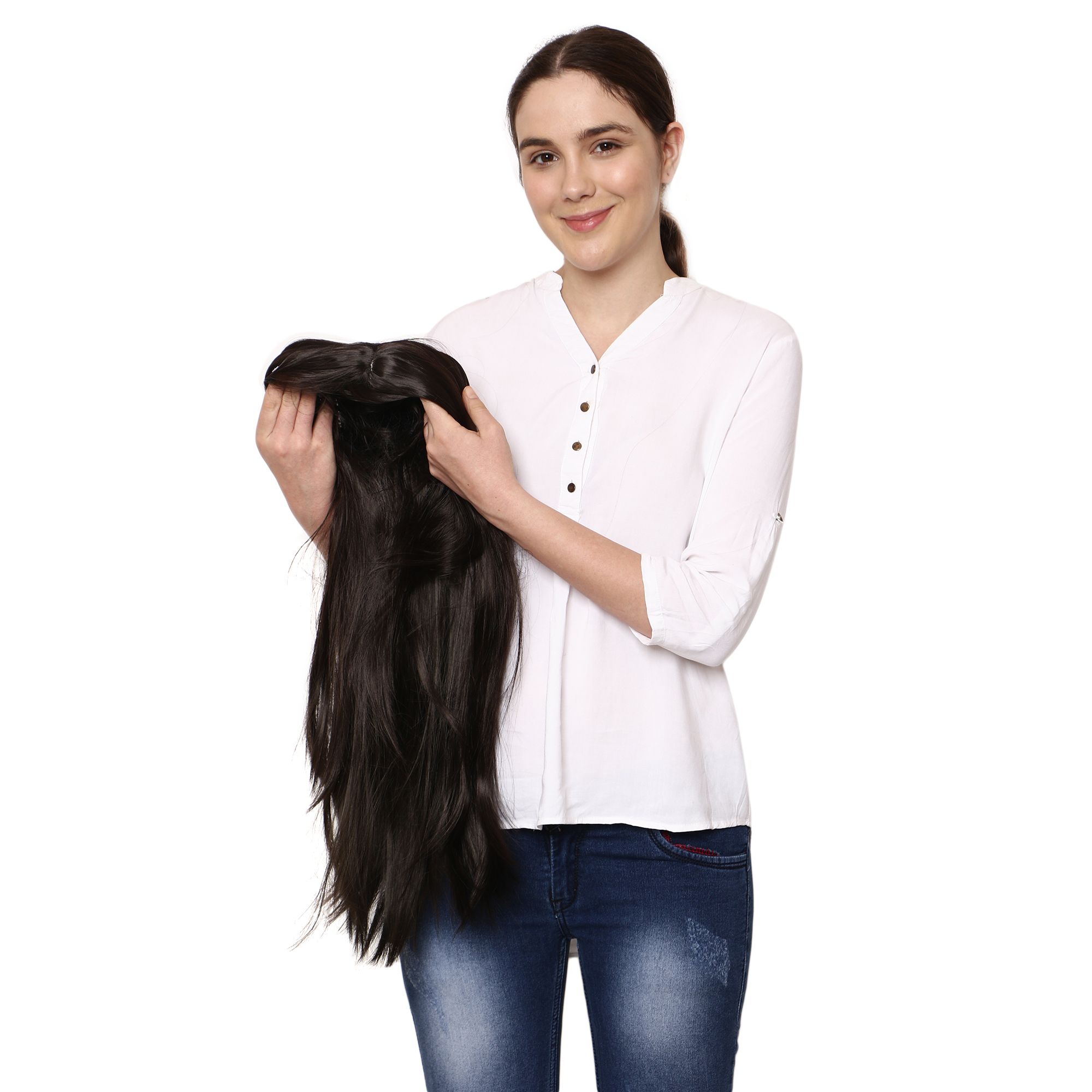 Thrift Bazaar'S Black Straight Hair Extension