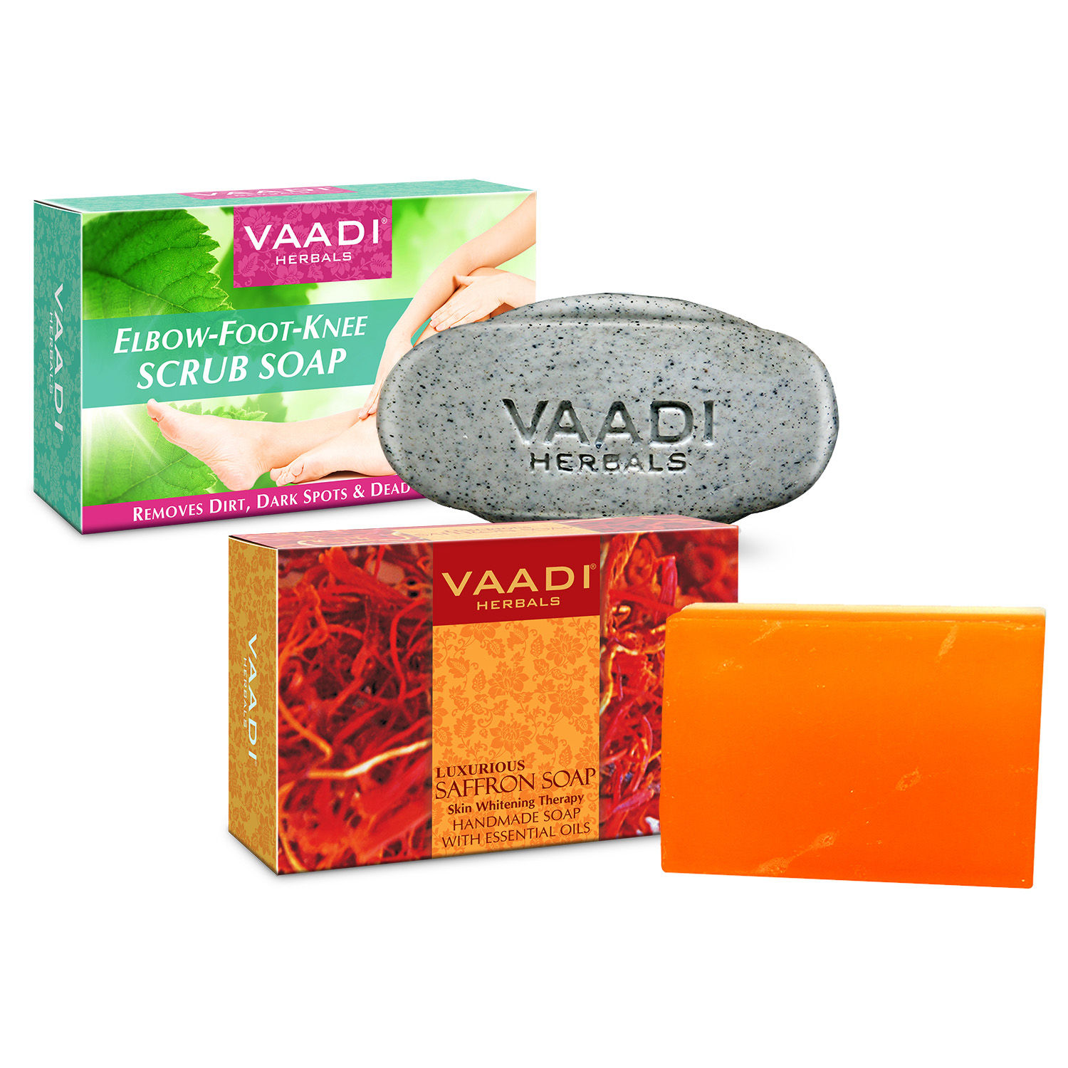 Vaadi Herbals Saffron Soap & Elbow-Foot-Knee Scrub Soap Combo