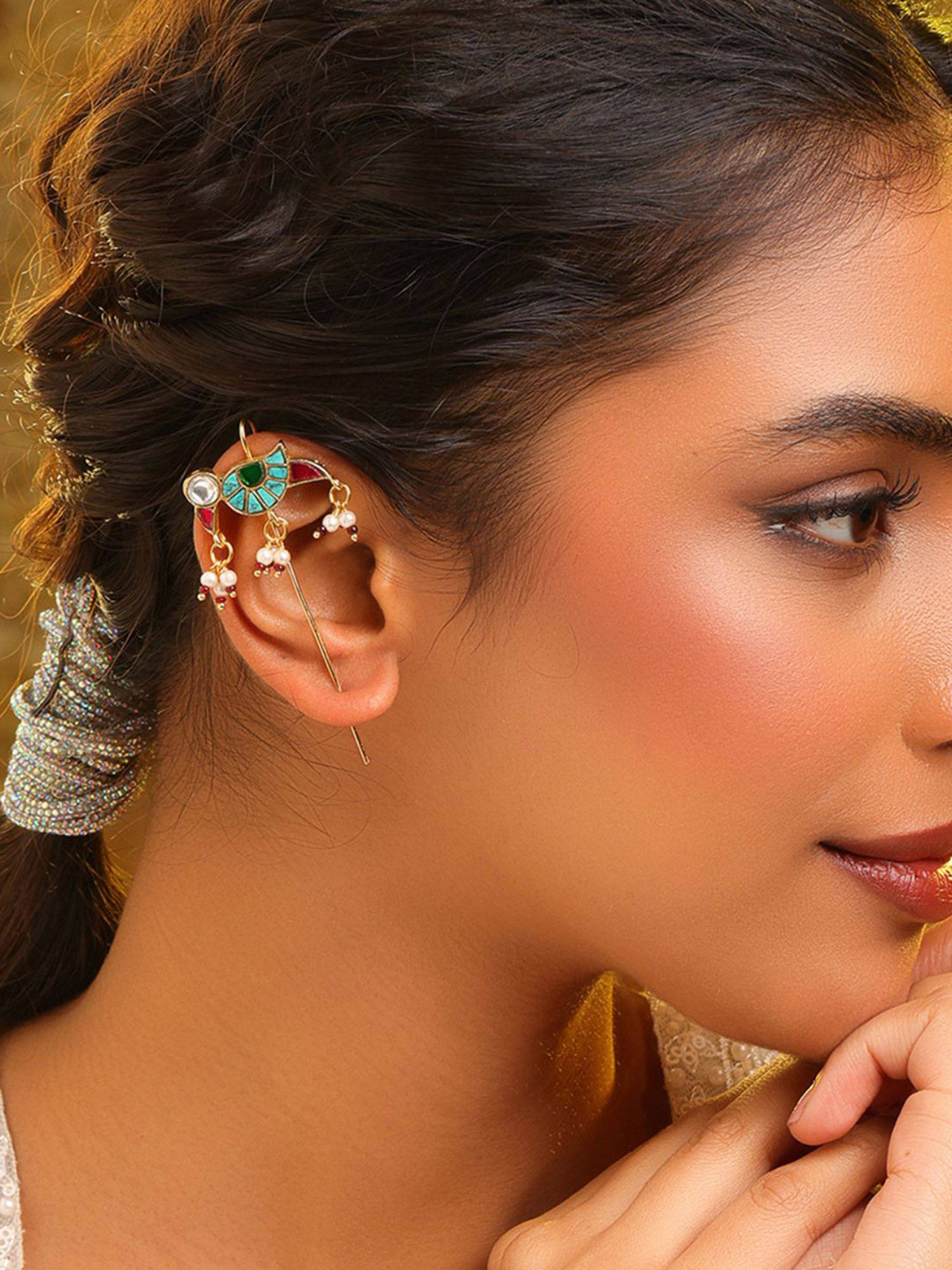 Ruby Raang Studio Multi-Color Kundan Ear Cuff