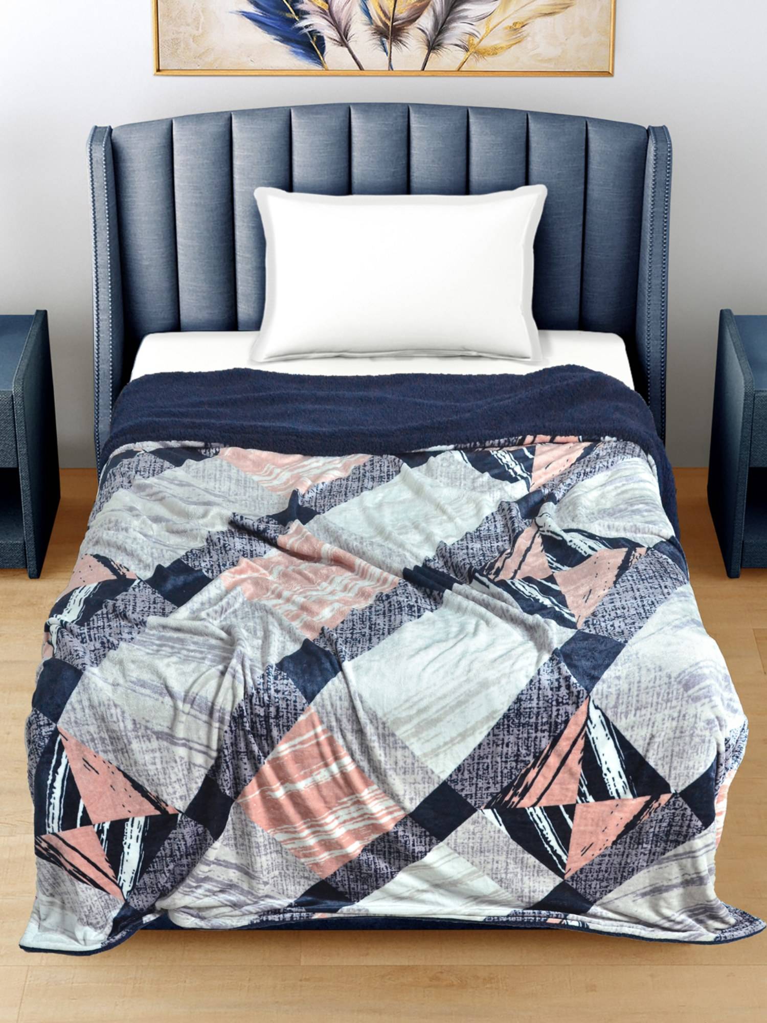 FABINALIV Multicolor Geometric Mild Winter 400 GSM Woollen Single Bed Comforter