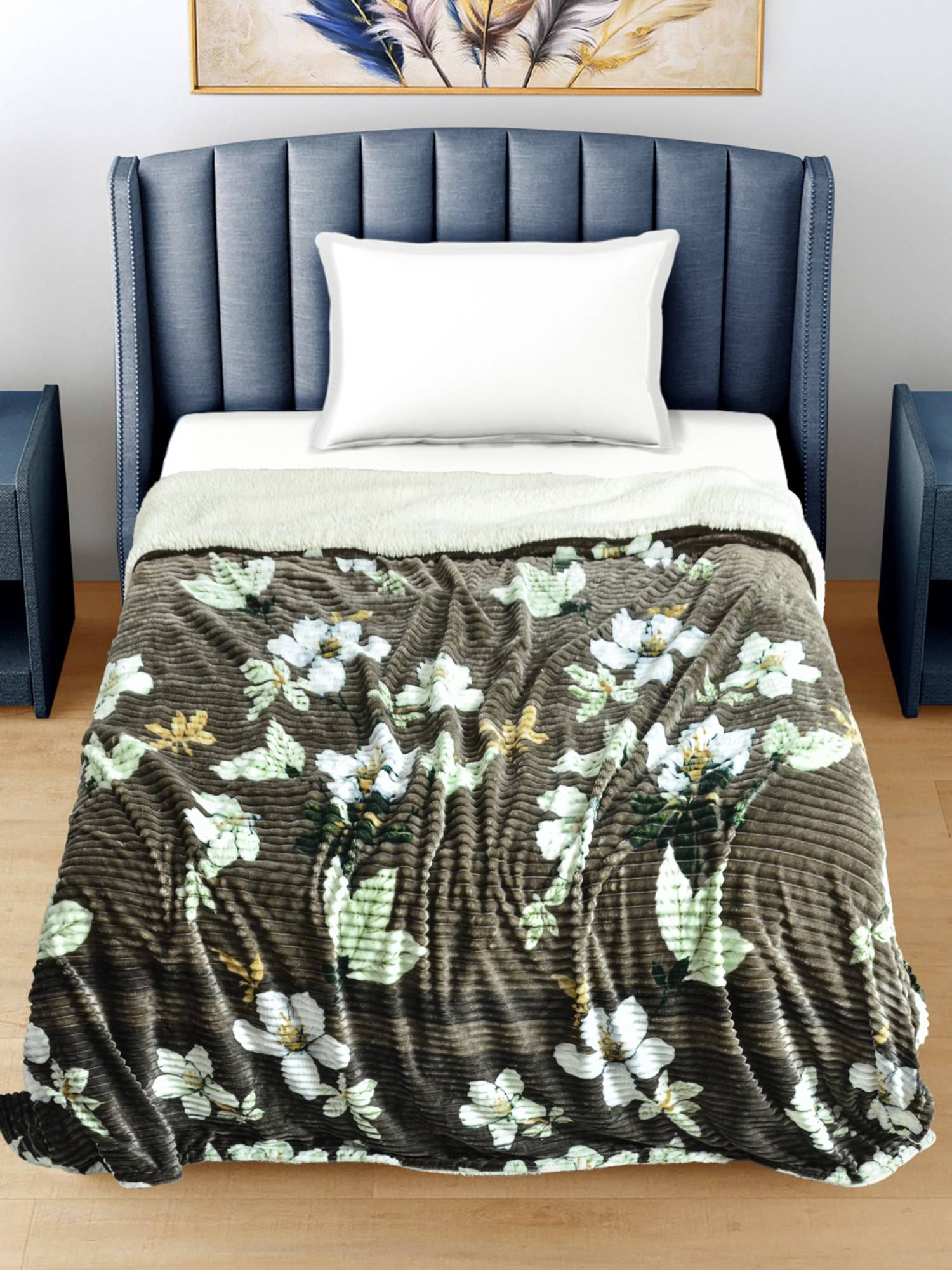 FABINALIV Mouse Floral Mild Winter 400 GSM Woollen Single Bed Comforter