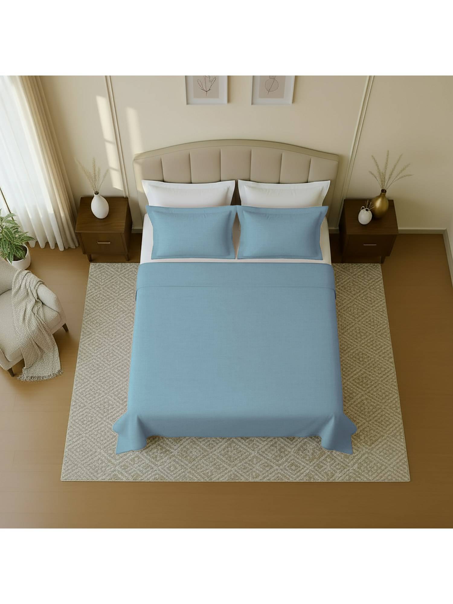Mayfair Homes London 100 % Cotton 144TC Queen Size Double Bedsheet Set with 2 pillow covers
