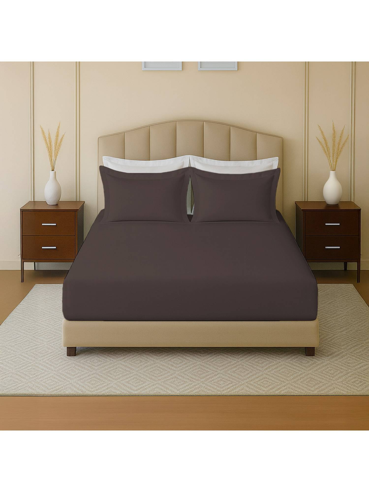 Mayfair Homes London 100 % Cotton 144TC King size Fitted Bedsheet Set with 2 pillow covers