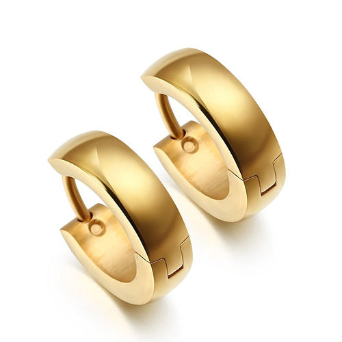 Buy Peora Stainless Steel Gold Hoop Huggie Earrings For Men (Gold