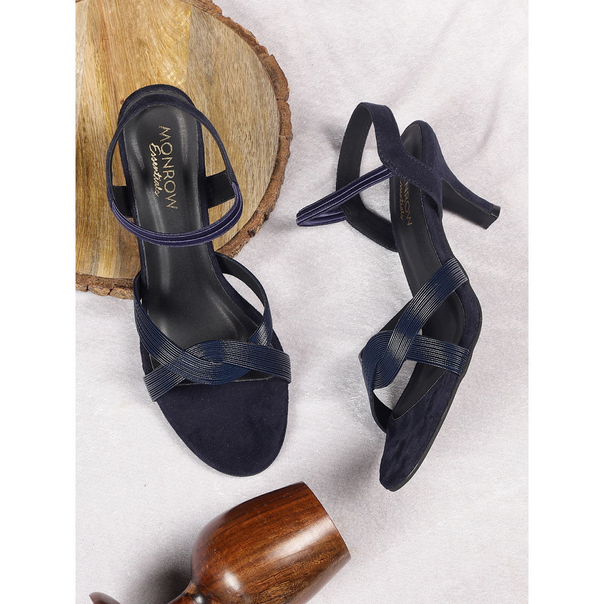 Navy blue discount kitten heel sandals