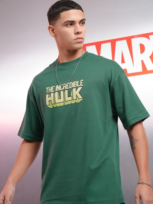 Buy HIGHLANDER Men Hulk Green Crew Neck Oversized Drop Shoulder T