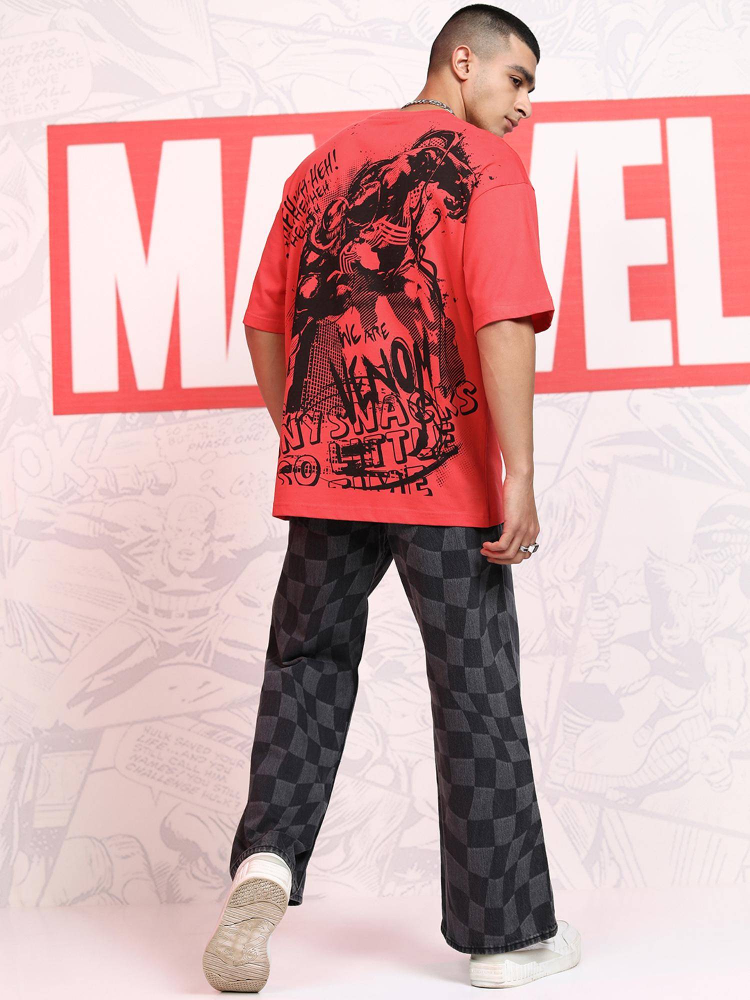 Buy HIGHLANDER Men Red Venom Crew Neck Drop Shoulder Oversized T