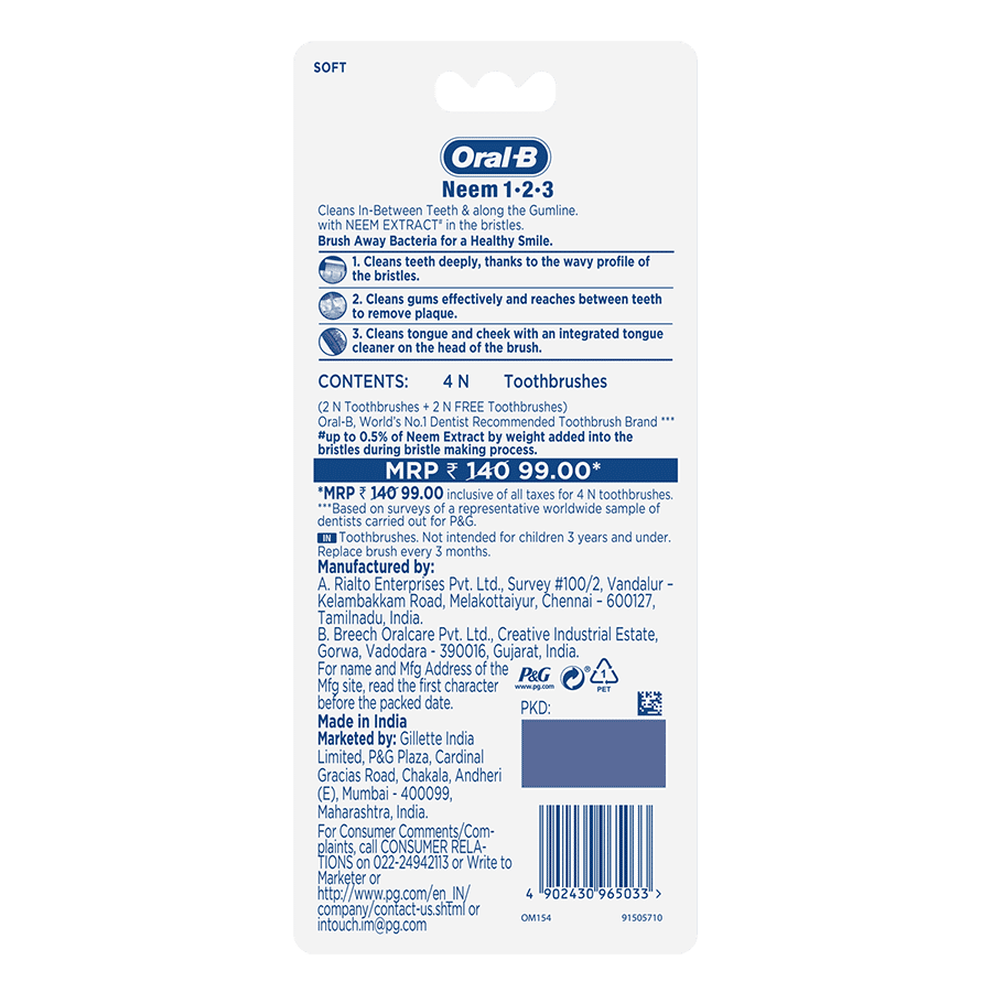 oral b 123 neem toothbrush