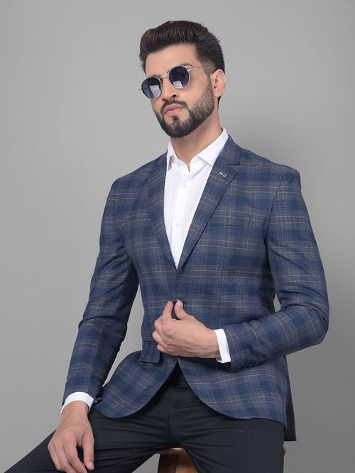 Checks Blazer With Jeans Jeans Blue Colour Check Blazer Buy Navy