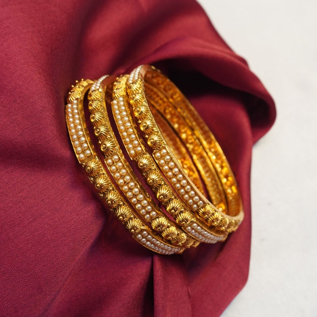 Niscka Gold Plated 24K Traditional Designer Bangles Kangan (2.4): Buy ...