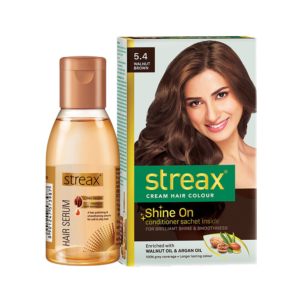 Streax Hair Colour - Walnut Brown  + Hair Serum: Buy Streax Hair Colour  - Walnut Brown  + Hair Serum Online at Best Price in India | Nykaa