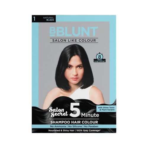 BBlunt 5 Minute Shampoo Hair Colour For 100% Grey Coverage - Natural Black:  Buy BBlunt 5 Minute Shampoo Hair Colour For 100% Grey Coverage - Natural  Black Online at Best Price in India | Nykaa
