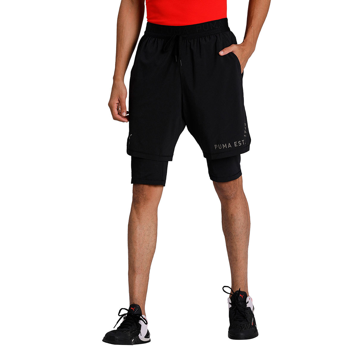 Puma TRANNG CONCEPT 2 N 1 Mens Black Shorts (M)