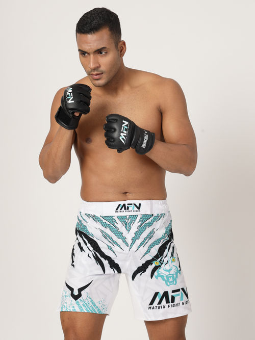 INVINCIBLE Men Mfn Replica Fighting Shorts White