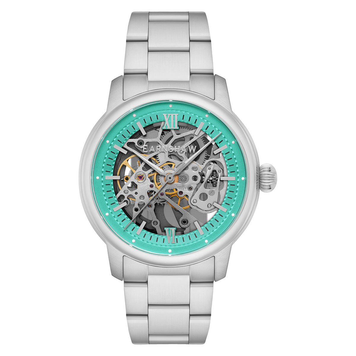 Buy Earnshaw Cornwall Skeleton Automatic Turquoise Round Dial