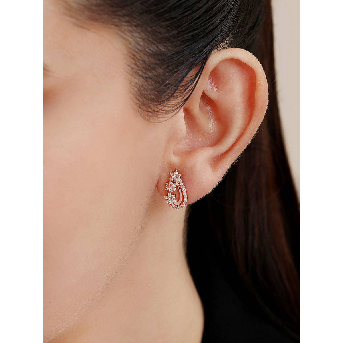 Zavya Chic Design Rose Gold Plated 925 Sterling Silver Earrings
