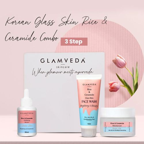 Buy Glamveda Korean Glass Skin Rice & Ceramide 3 Step Skincare