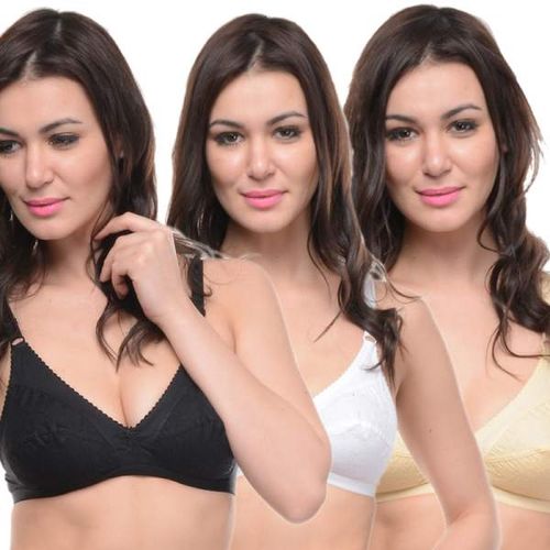 Buy BODYCARE 3 pcs White Full Coverage Padded Bra Combo in Self Design -  1576 Online at Low Prices in India 