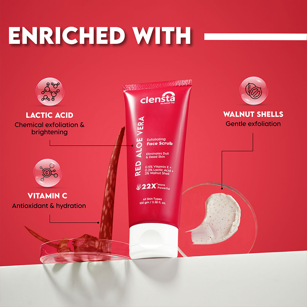 Buy Clensta Red Aloevera Exfoliating Face Scrub Online