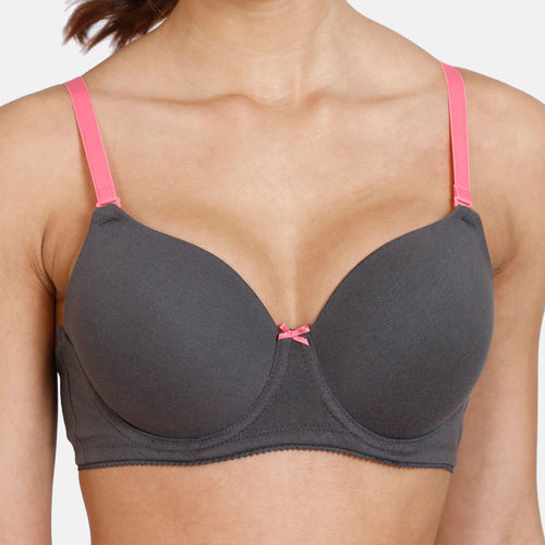 Buy Rosaline Padded Non Wired 3/4th Coverage T-Shirt Bra - Forged Iron  online