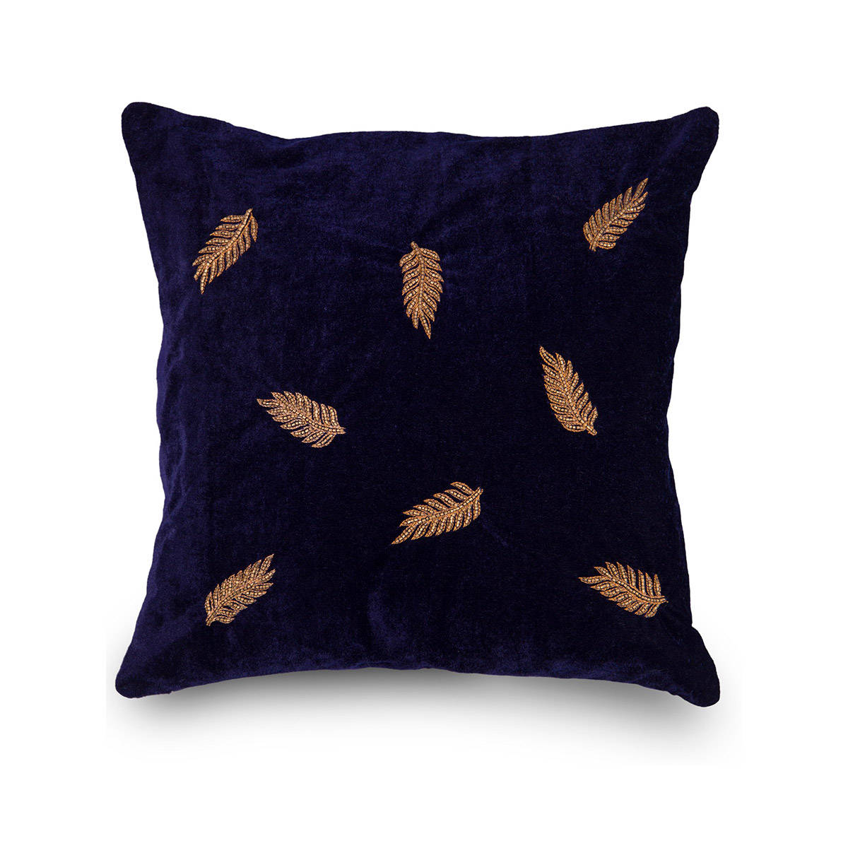 Alcove Navy Foliage Embroidered Cushion Cover