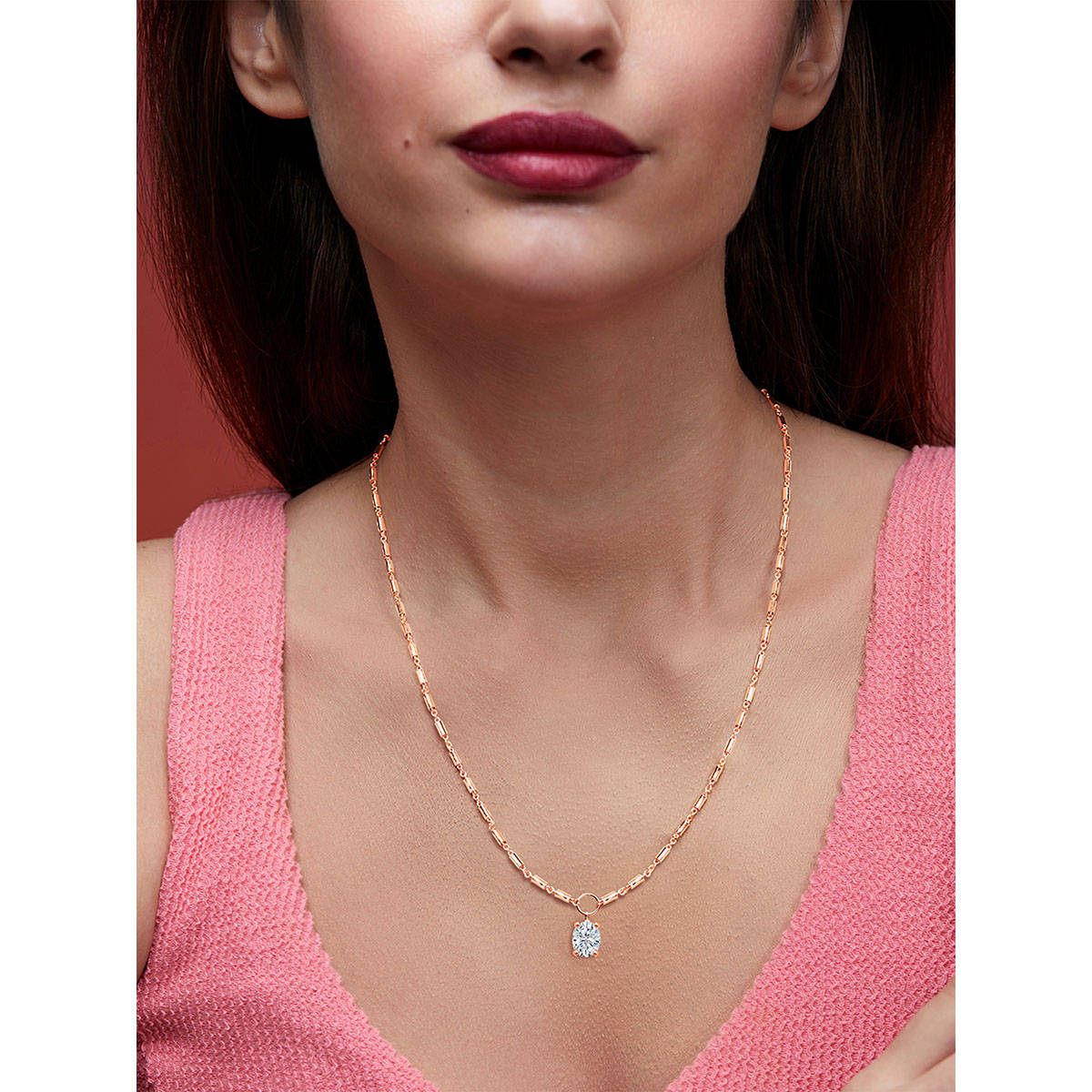 MINUTIAE Rose Gold-Plated Pendant Necklace with Chain - Rose Gold