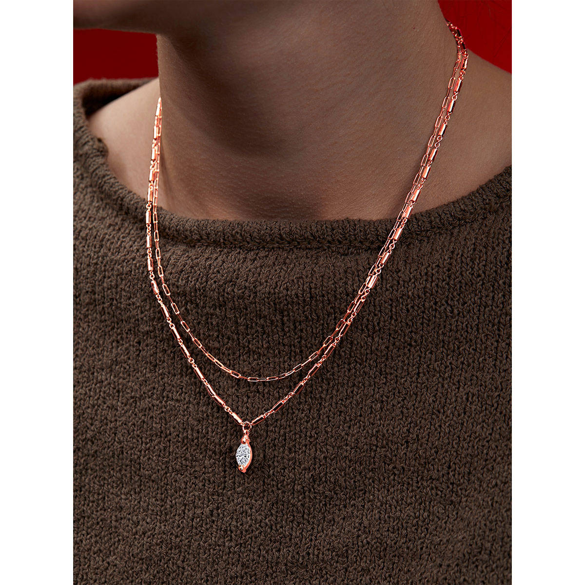 MINUTIAE Rose Gold-Plated Pendant Necklace with Chain - Rose Gold
