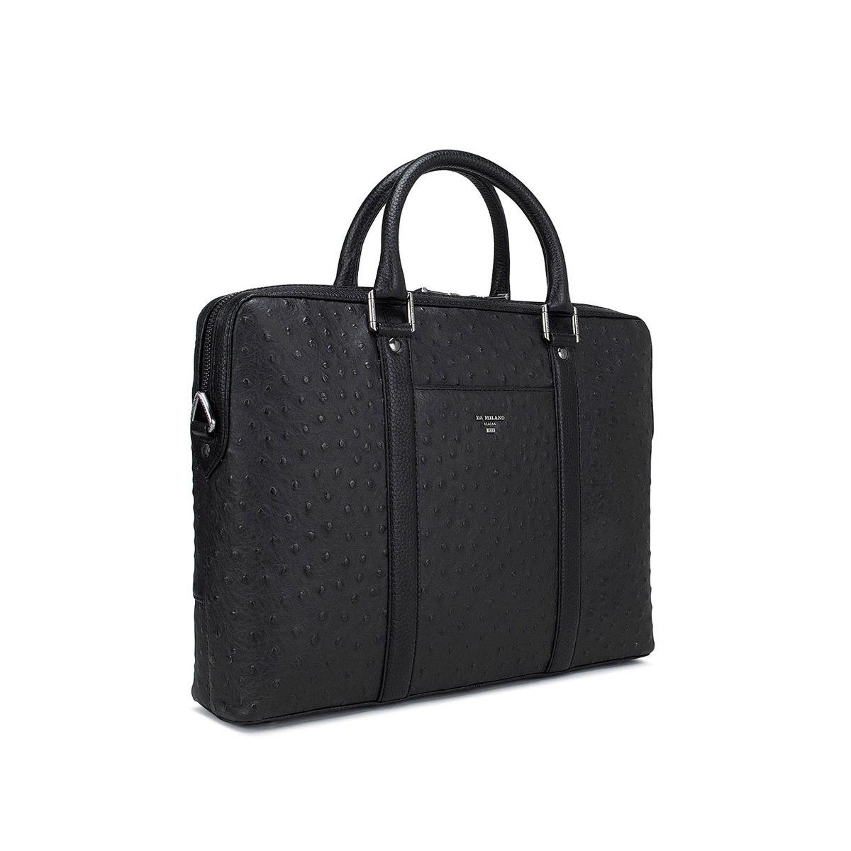 Buy Da Milano Ostrich Leather Black Laptop Bag Online