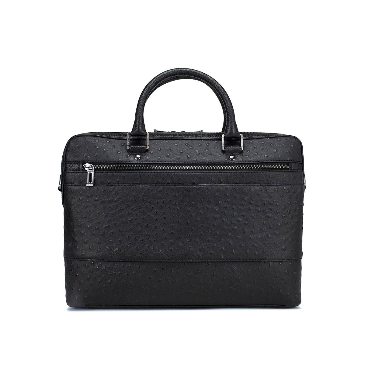 Buy Da Milano Ostrich Leather Black Laptop Bag Online