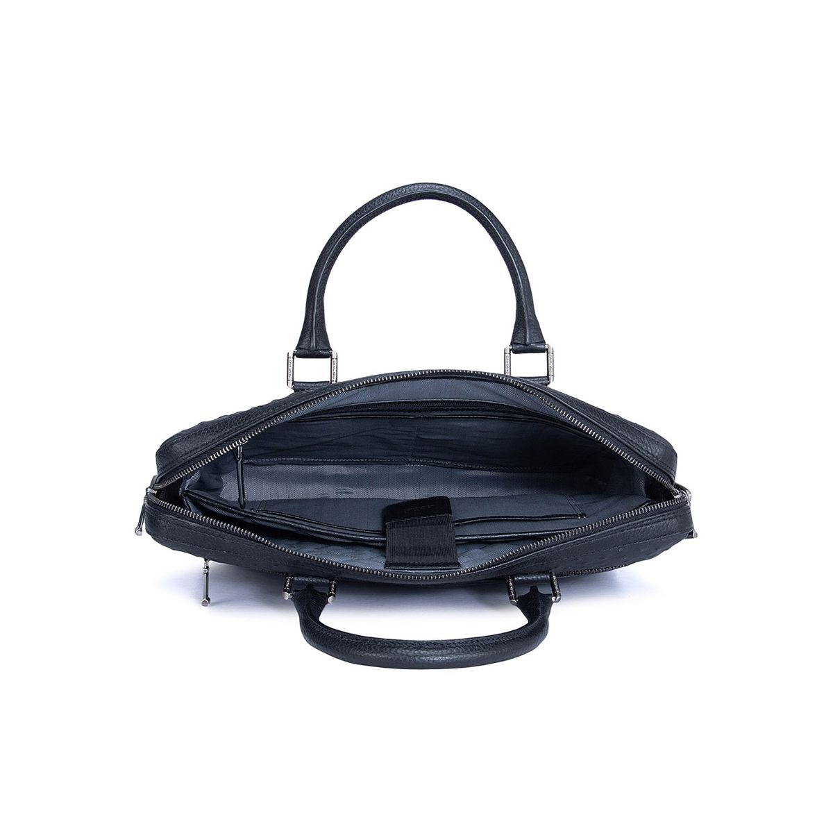 Buy Da Milano Ostrich Leather Black Laptop Bag Online