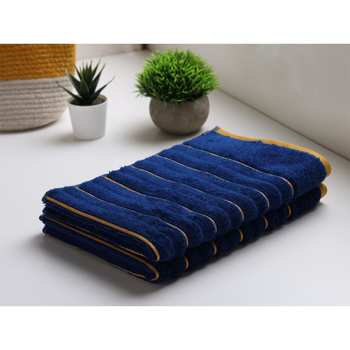 Spaces Pure Cotton Hand Towel Ribbed Texture High Absorbency High Loft ...