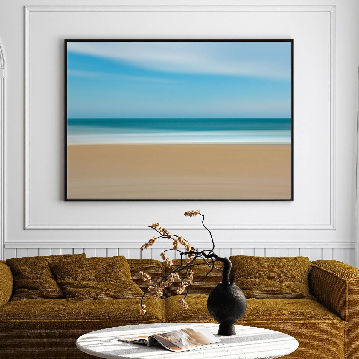 ARTCREST Beach Canvas Wall Painting Black Box Framed Wall Art