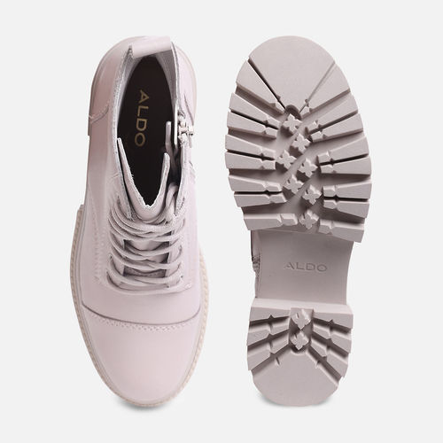 Buy Aldo Bigmark Leather Other Grey Solid Lug Boots Online