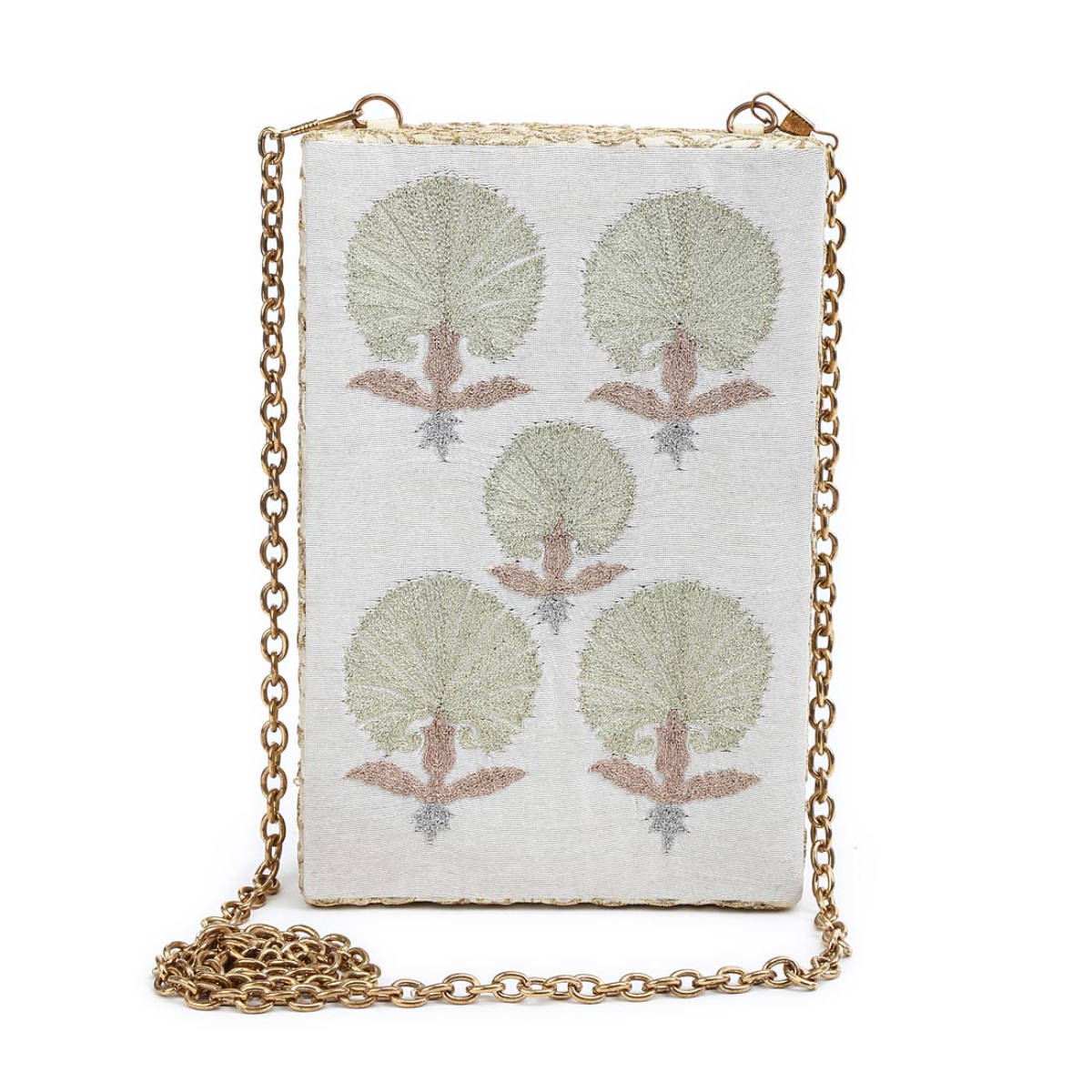 The Purple Sack Flower White Boxy Clutch
