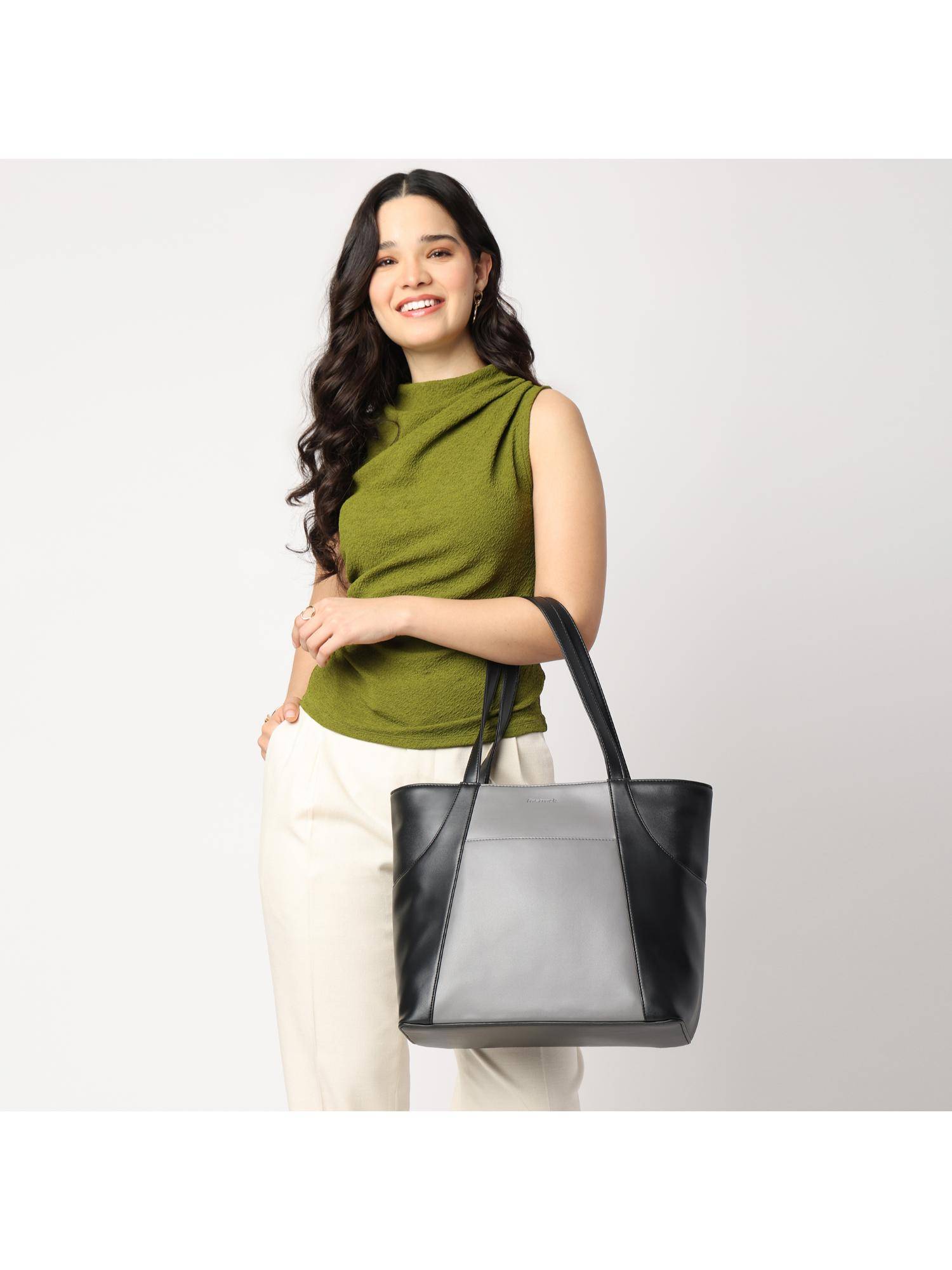 Fastrack Twin tone Laptop Tote - Black and Grey