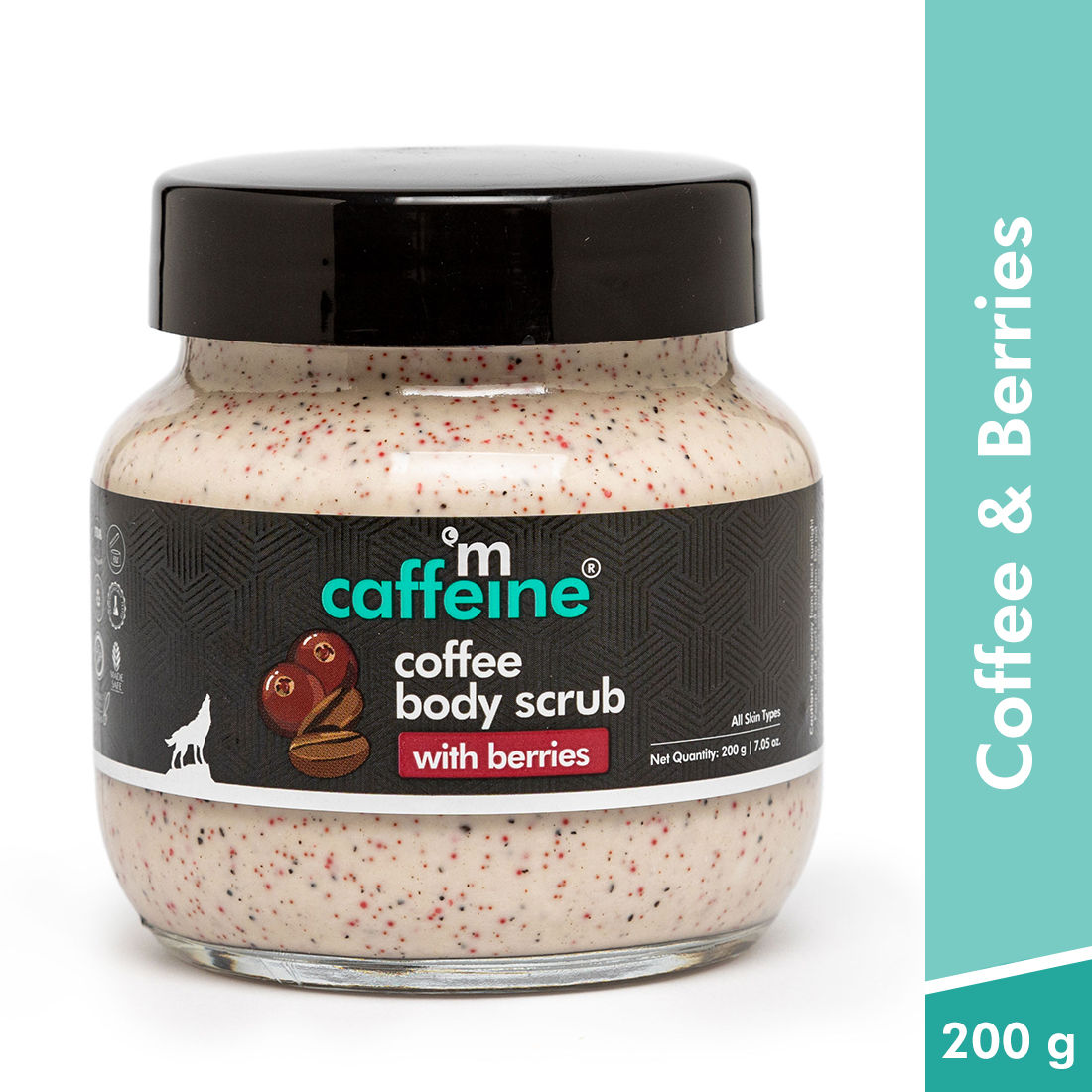 MCaffeine Creamy Coffee Body Scrub with Berries - Moisturizes, Exfoliates & Removes Tan & Dry Skin