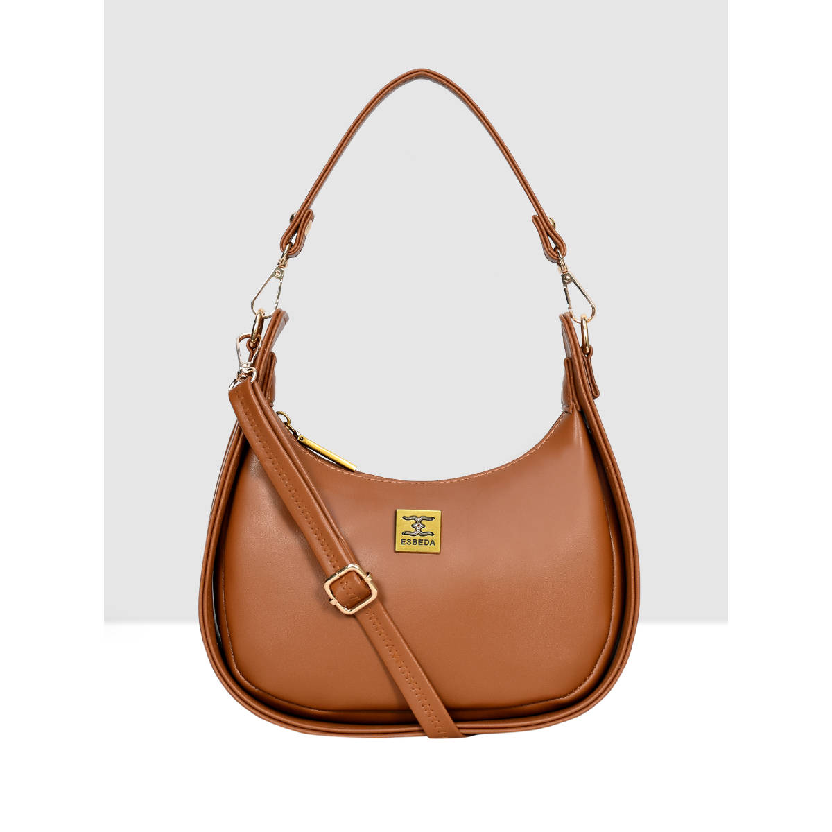 ESBEDA Tan Half Moon Sling Bag with Detachable Strap