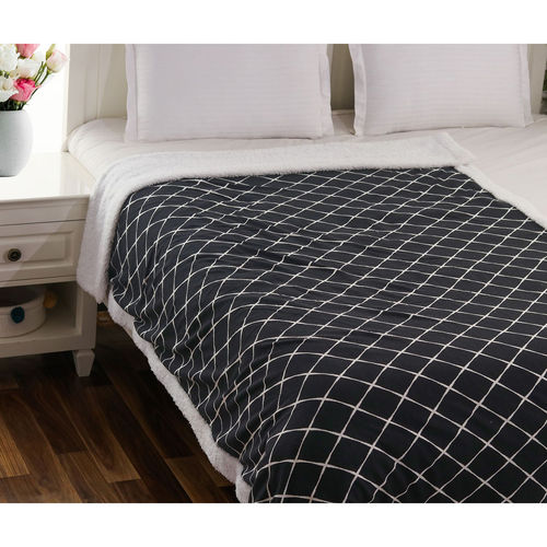 Buy PLUCHI Geo Black and White Cotton Knitted Single Bed Blanket