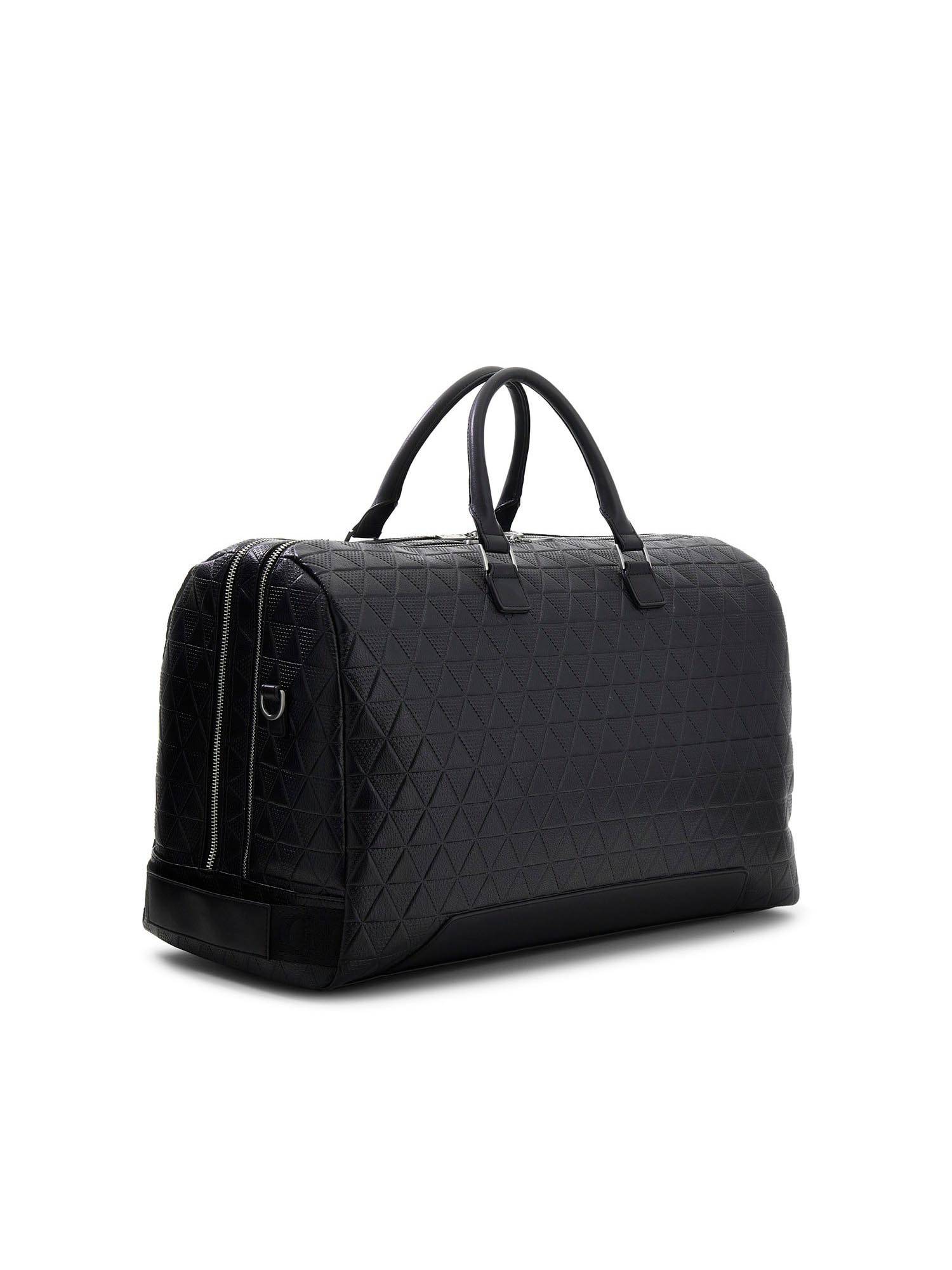 Guess Black Polyurethane Textured Men Duffle Bag