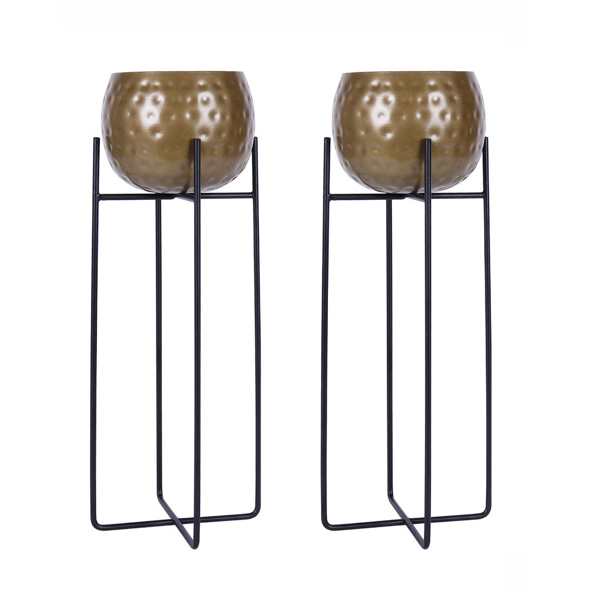 Buy Homesake Hammered Plant Pot with Stand 2 Pieces Online