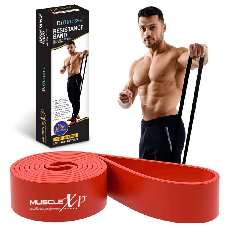 MuscleXP Drfitness+ Resistance Loop Band For Men & Women, Physical Therapy, Red 48-62 Kg