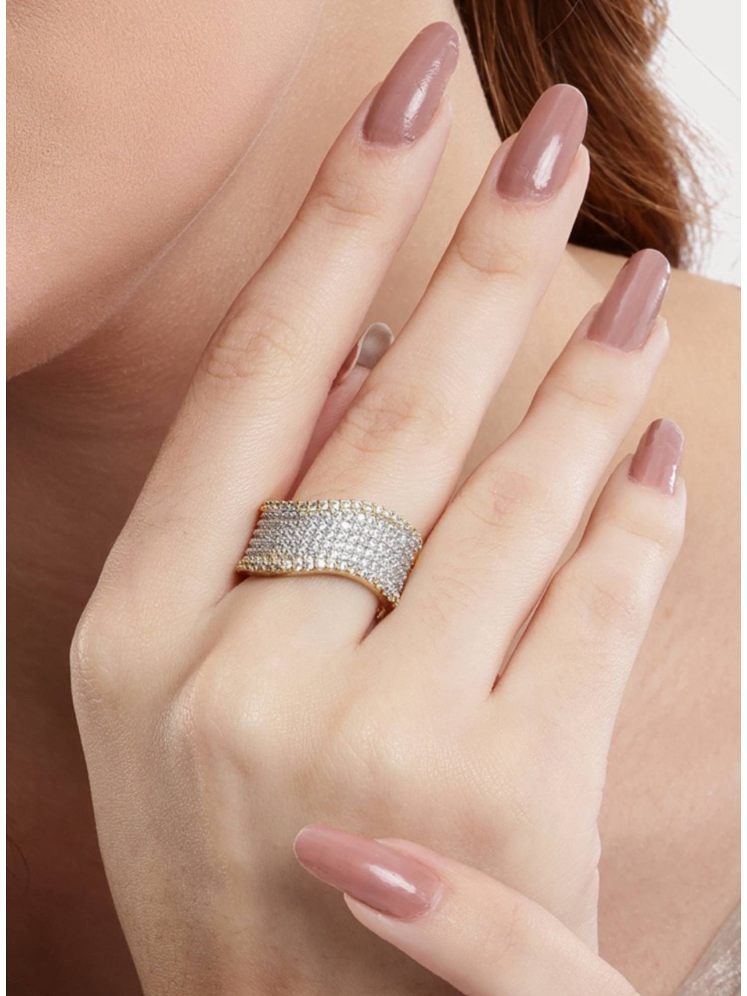 Nuyug American Diamond Sovereign Shine Adjustable Ring