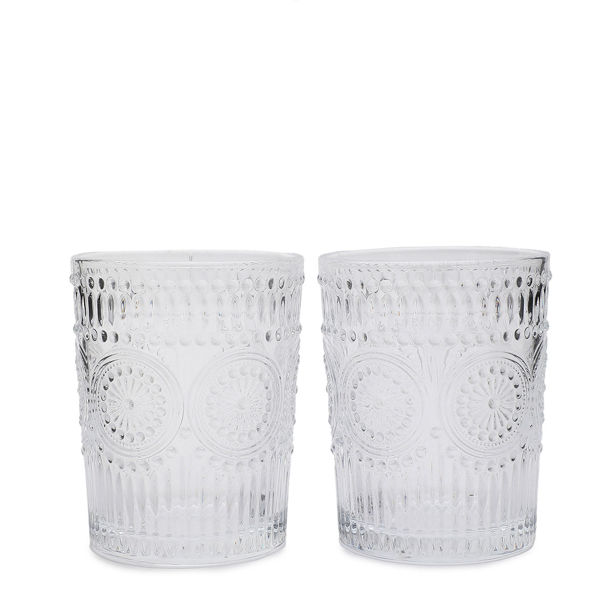 Buy Bonhomie Embossed Glass Tumbler Pack of 2 Online