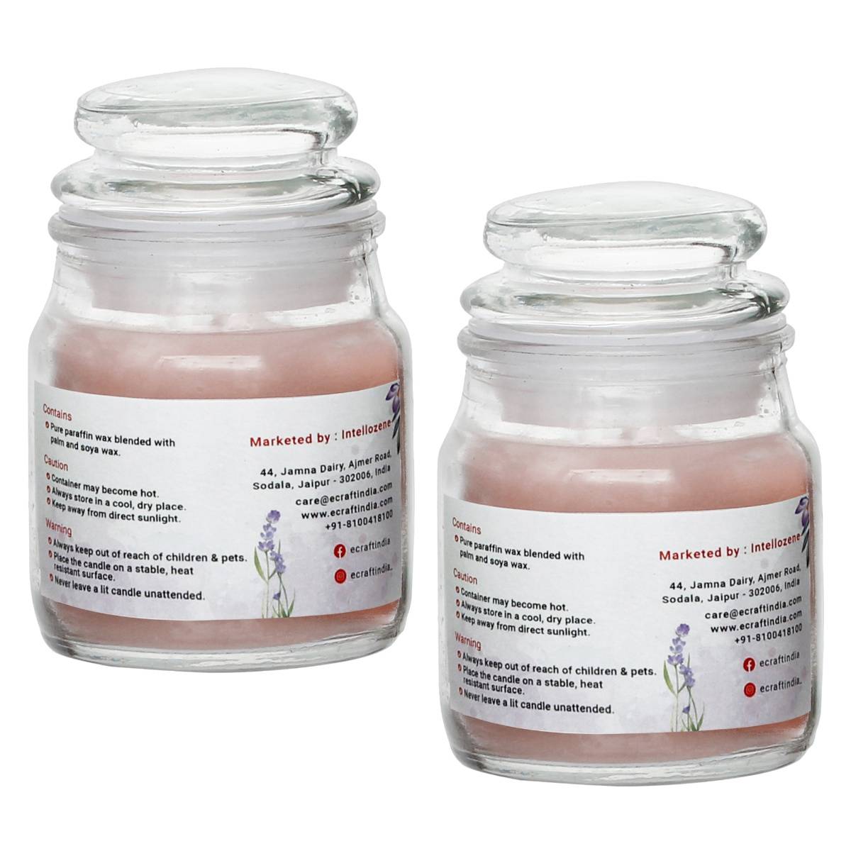 Buy eCraftIndia Glass Jar Lavender Scented Candles (Set Of 2) Online