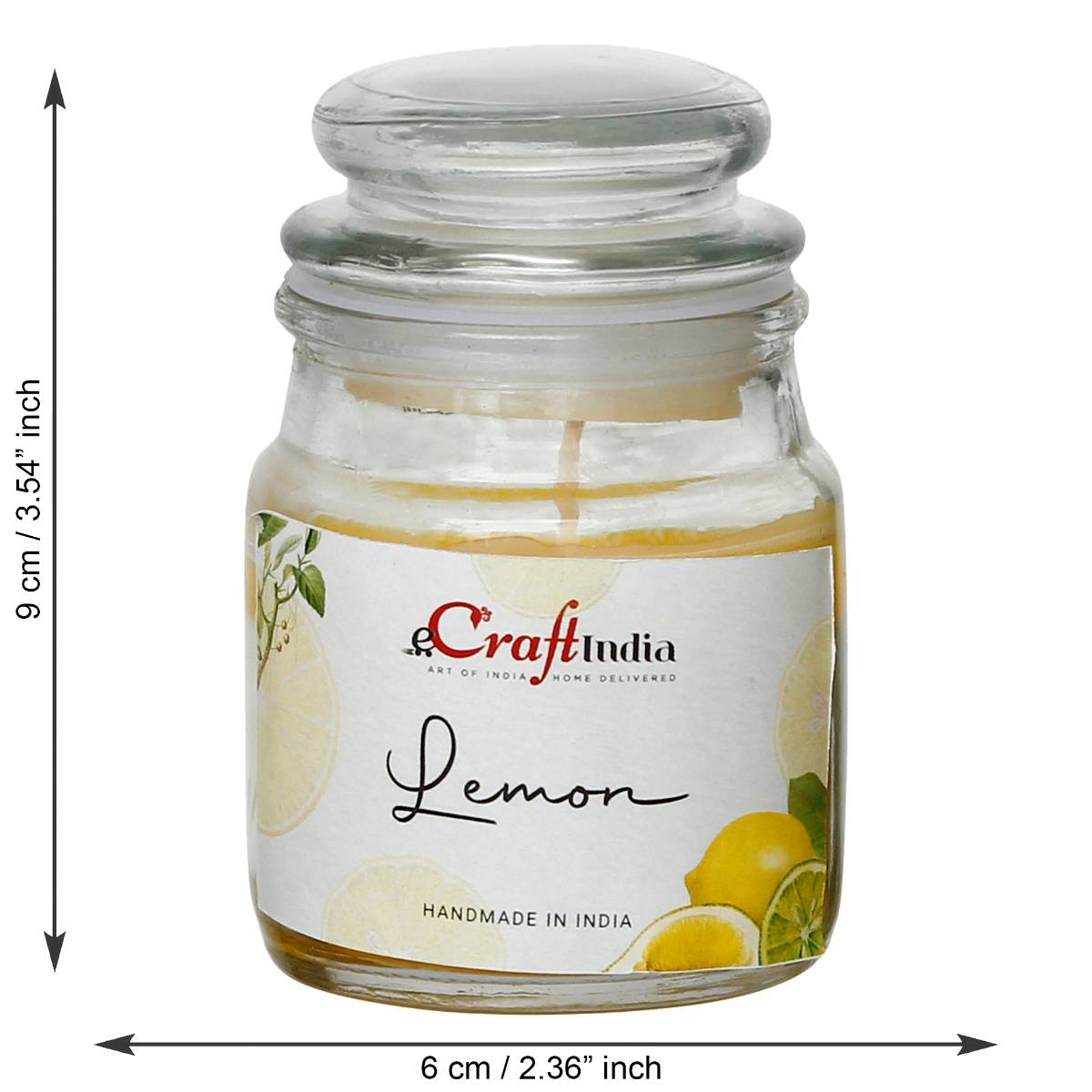 Buy eCraftIndia Jar Lemon and Rose Scented Candles (Set Of 2) Online