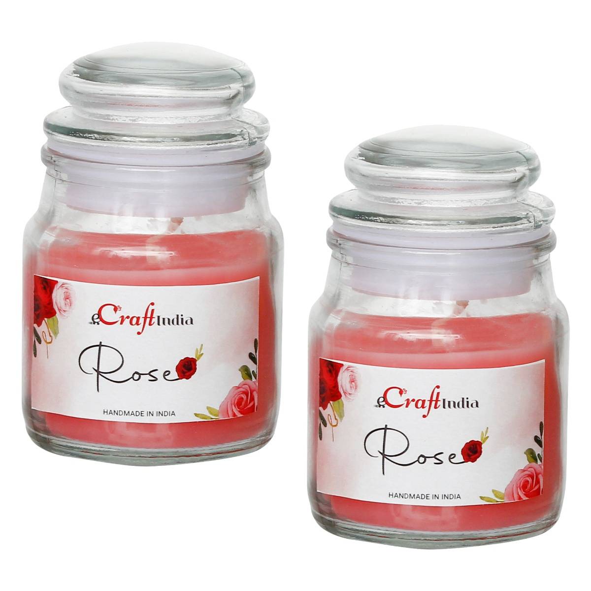 Buy eCraftIndia Jar Rose Scented Candles (Set Of 2) Online