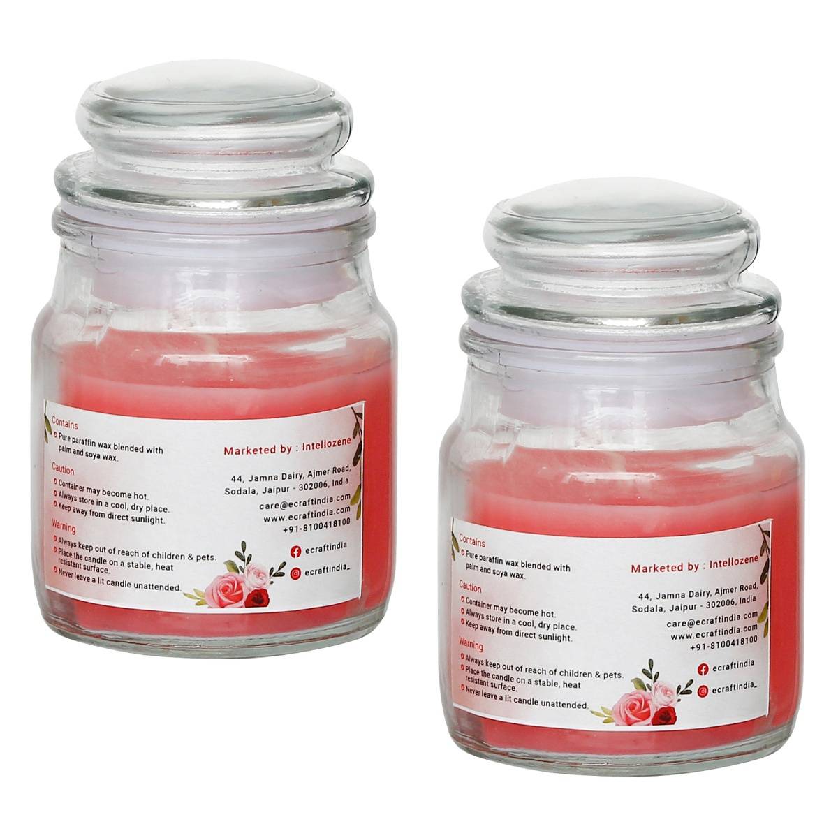 Buy eCraftIndia Jar Rose Scented Candles (Set Of 2) Online