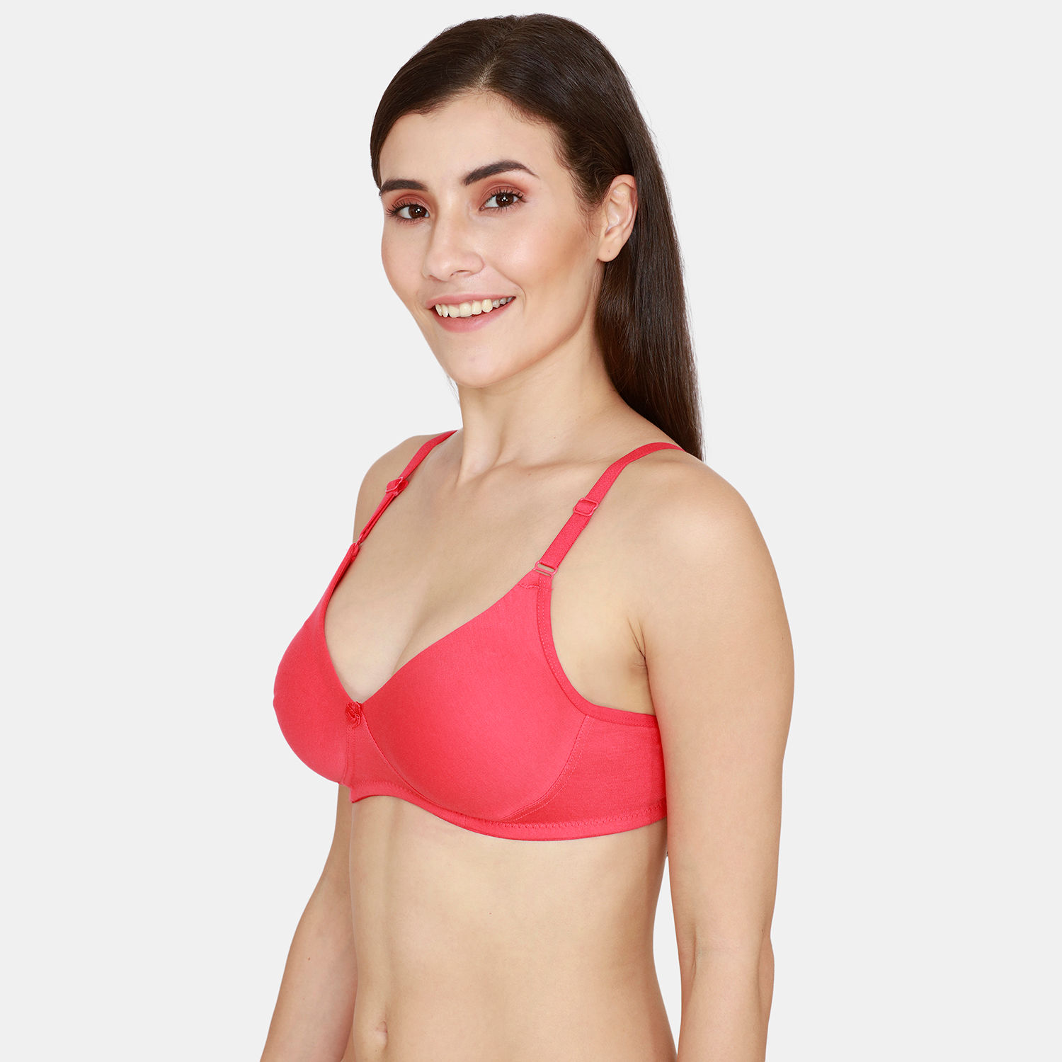 Buy Zivame Rosaline Everyday Double Layered Padded Non Wired 34th Coverage T Shirt Bra Coral 7344